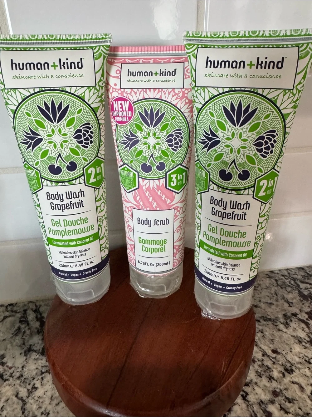 Humankind Grapefruit Body Wash & Scrub Set - Green and Pink
